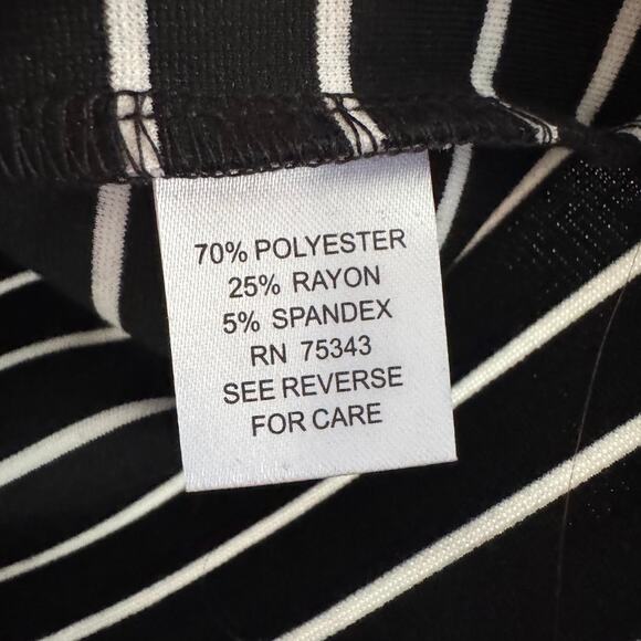 Torn By Ronny Kobo Black and White Striped Bell Sleeve Top Size Medium - Picture 4 of 5